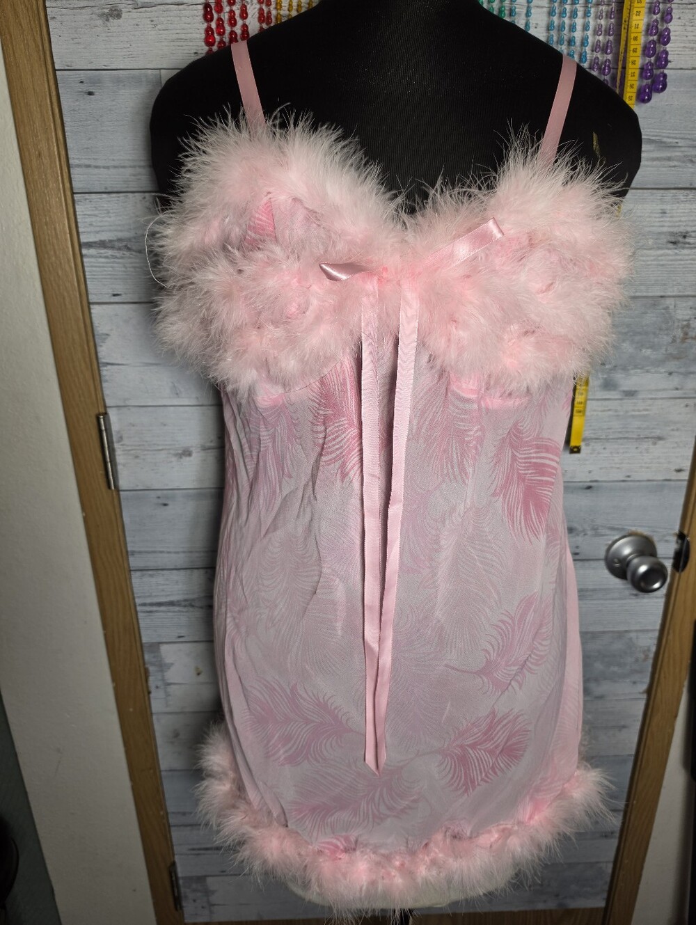 Vtg 90's Y2K Pink Sheer Lingerie Babydoll Dress Fembot Coquette Dollette
